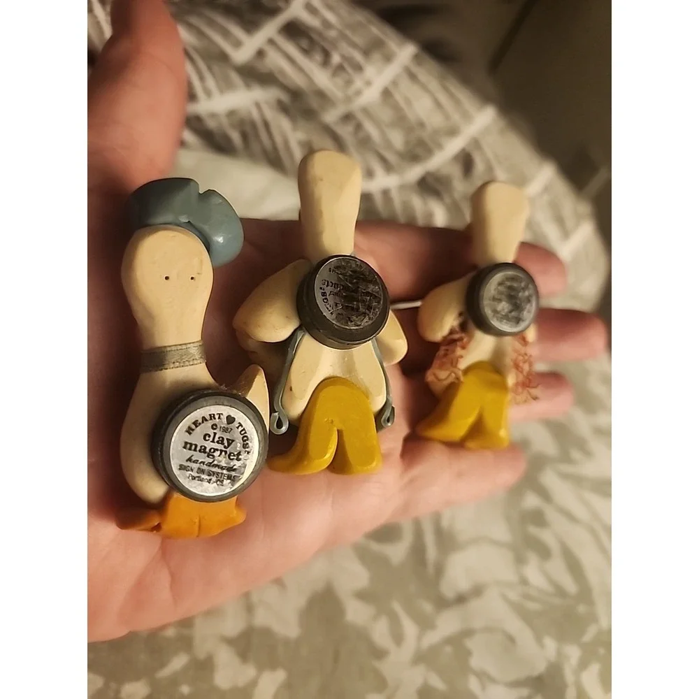 Vtg 5 Lot Grandma Refrigerator Magnet Country 3D Ducks‎ Heart Tugs Hand Made USA